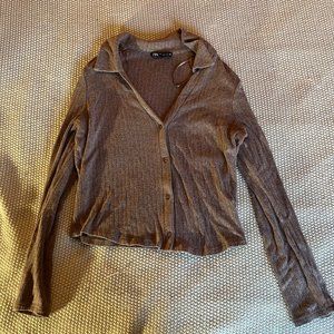 Zara Collar Button Up Sweater